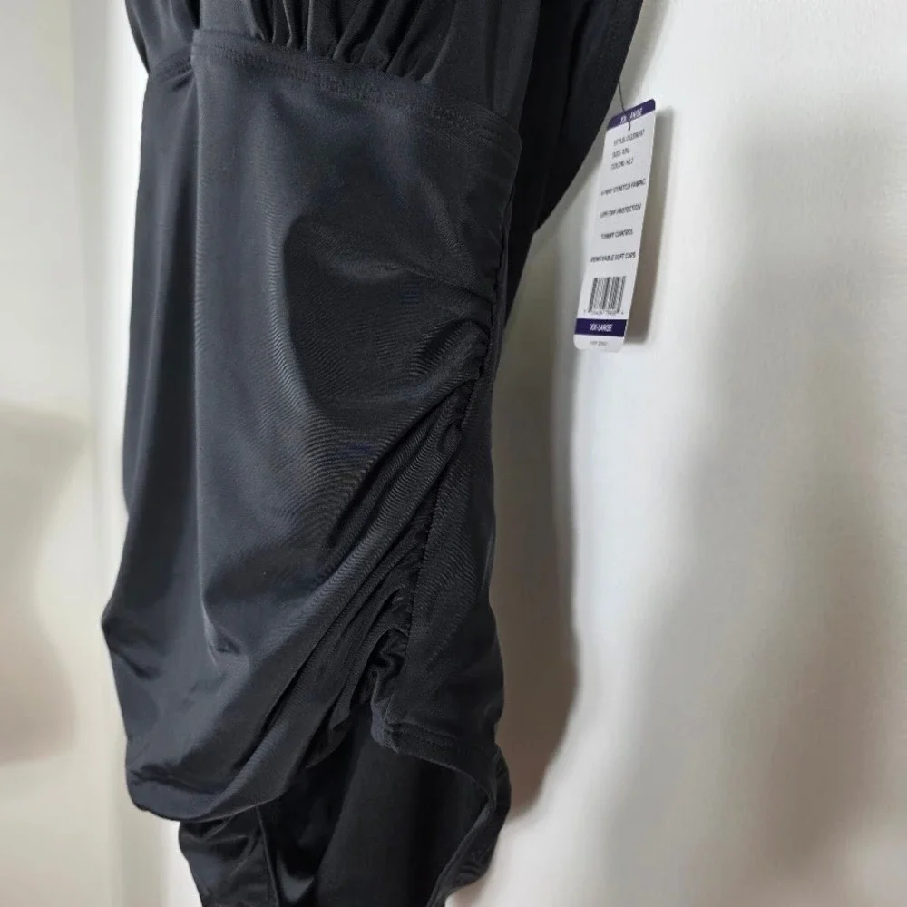DKNY One Piece Swimsuit Womens XXL Black Halter V-Neck Monokini NWT Beachwear - Picture 3 of 8